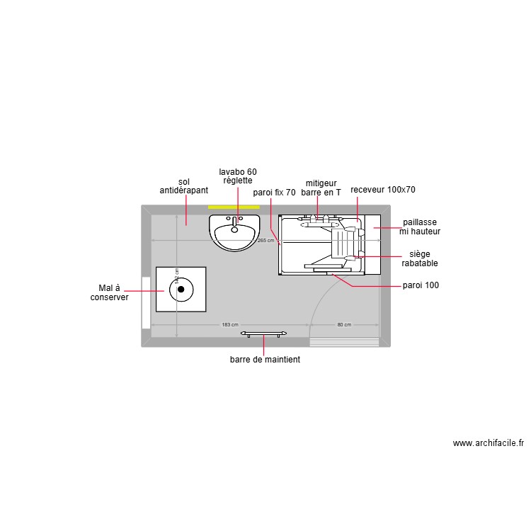 guez. Plan de 1 pièce et 4 m2