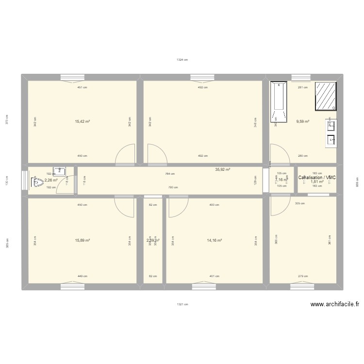 New maison ETAGE archi. Plan de 9 pièces et 99 m2