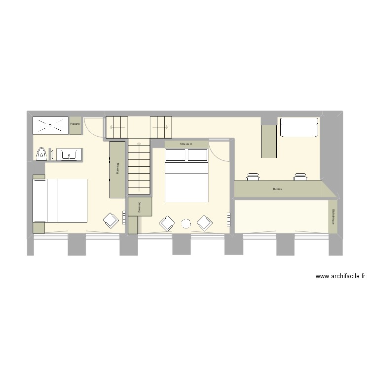 Annecy modif Étage. Plan de 5 pièces et 45 m2