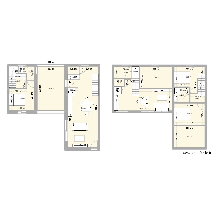 Jaunay Marigny. Plan de 16 pièces et 139 m2