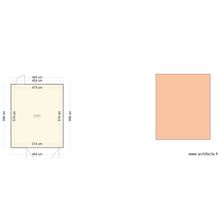 garage exterieur. Plan de 1 pièce et 27 m2