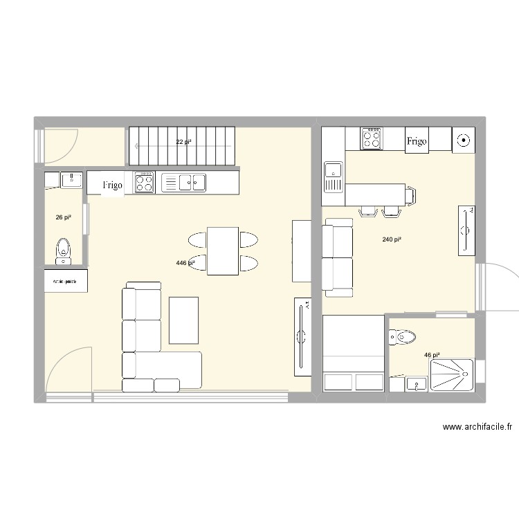 duplex rouge v2. Plan de 11 pièces et 147 m2