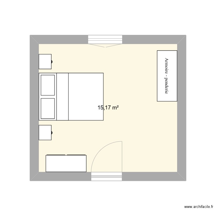 projet chambre fons. Plan de 1 pièce et 15 m2