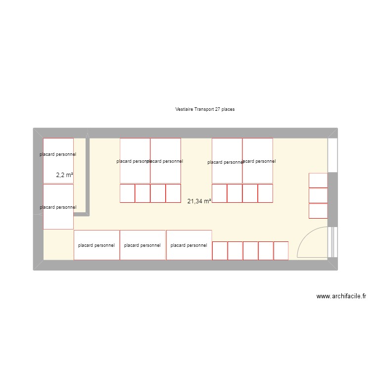 vestiaire transport 27 places 2. Plan de 2 pièces et 24 m2