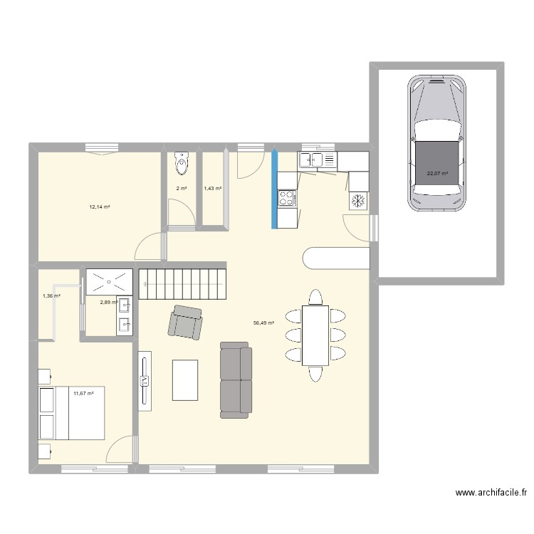 rdc. Plan de 8 pièces et 110 m2