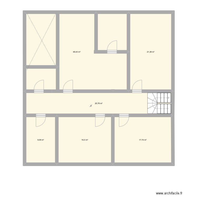 1er étage. Plan de 6 pièces et 134 m2