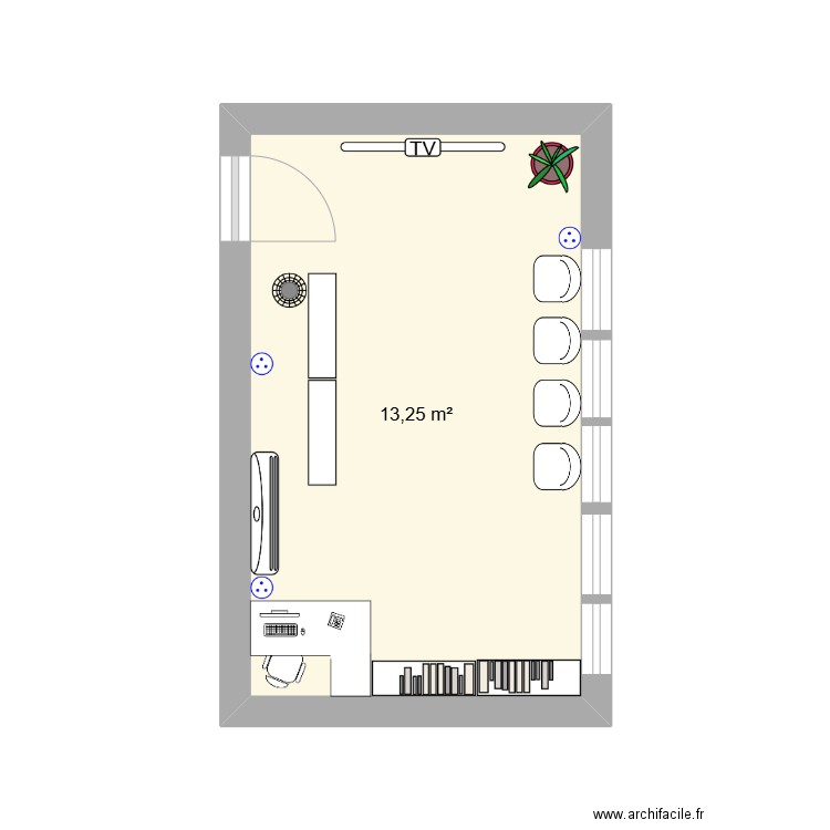 office de touruisme. Plan de 1 pièce et 13 m2