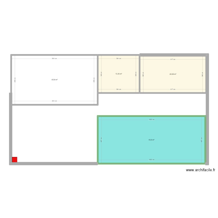 bureau coté holding. Plan de 4 pièces et 115 m2