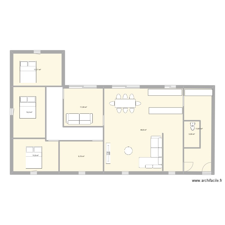 rosy. Plan de 8 pièces et 121 m2