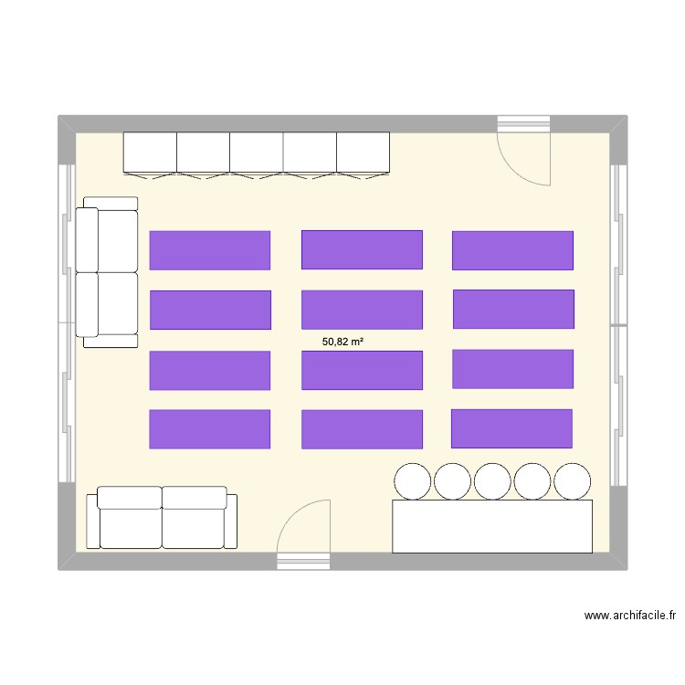 Plan de salle de yoga à Quartier Plaisance - Rennes. Plan de 1 pièce et 51 m2