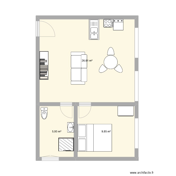 FLORADO RDC PH. Plan de 3 pièces et 42 m2