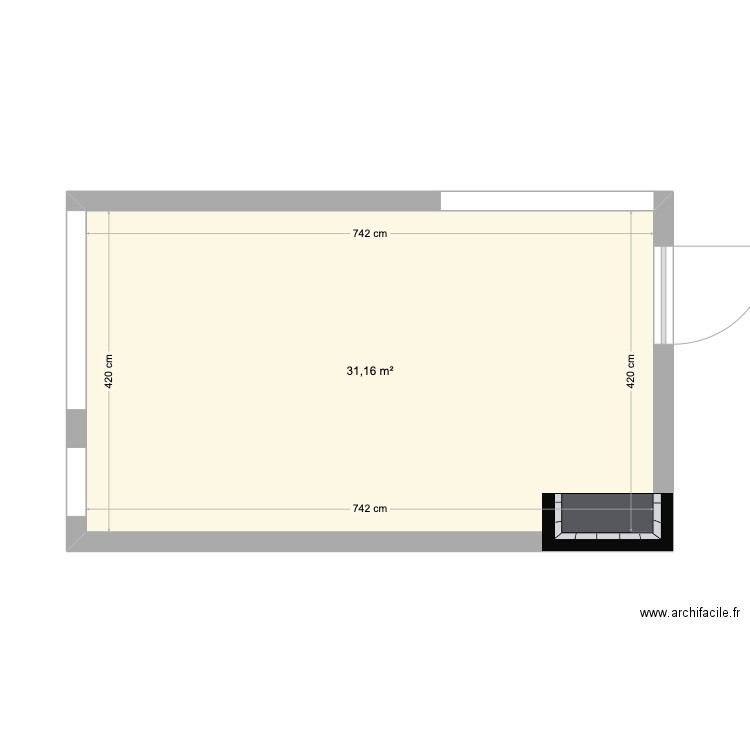 plan 1. Plan de 1 pièce et 31 m2