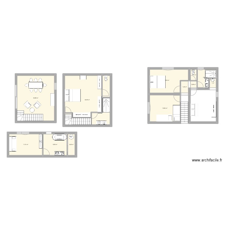 Ex garage. Plan de 12 pièces et 117 m2