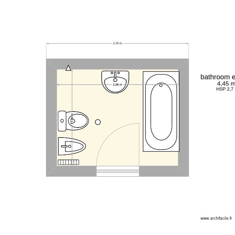 bathroom ensuite. Plan de 1 pièce et 4 m2