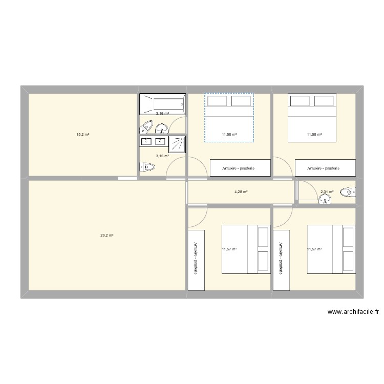 maison 2. Plan de 10 pièces et 104 m2