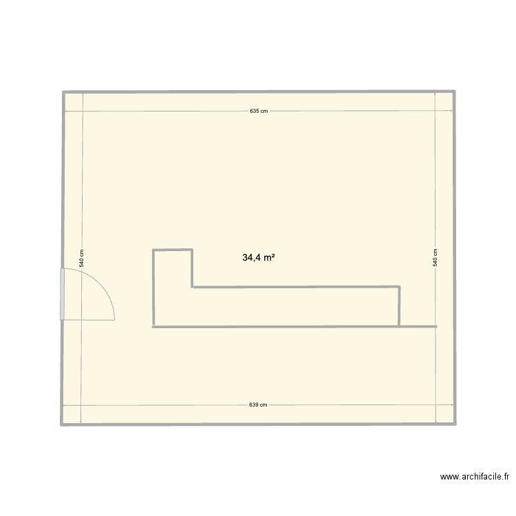 Condorcet. Plan de 1 pièce et 34 m2