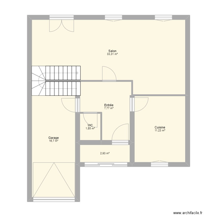 GRASSER RDC. Plan de 6 pièces et 74 m2