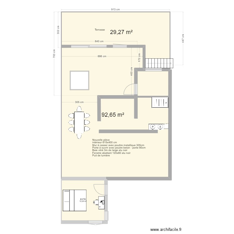 plan romain. Plan de 3 pièces et 134 m2