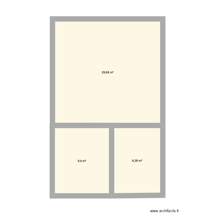 mereau 2. Plan de 3 pièces et 48 m2