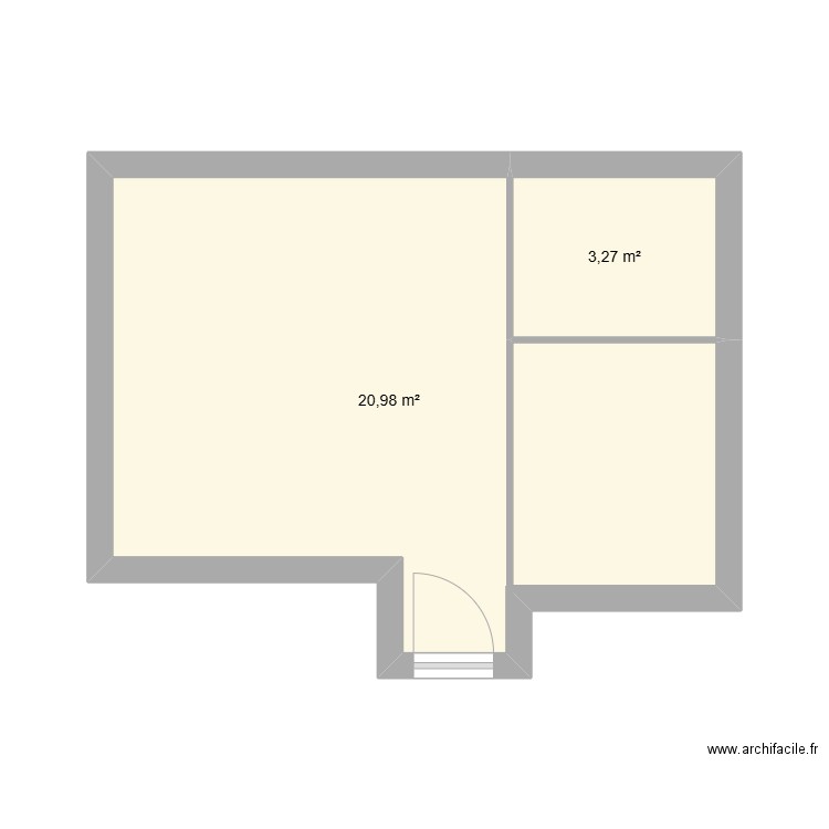 chambre 3. Plan de 2 pièces et 24 m2