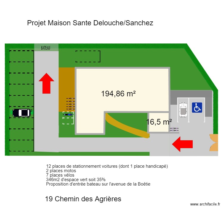 MAISON. Plan de 2 pièces et 211 m2