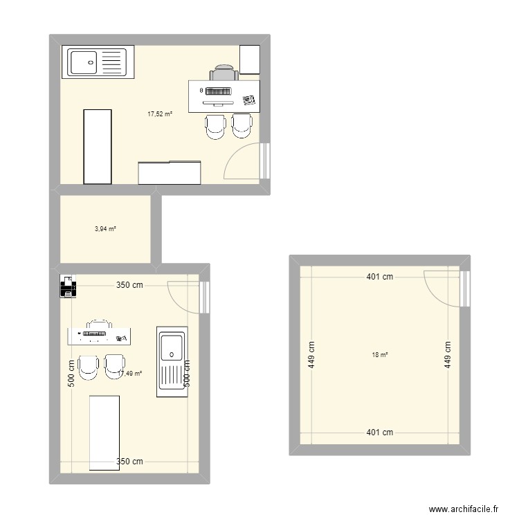 Centre medical. Plan de 4 pièces et 57 m2