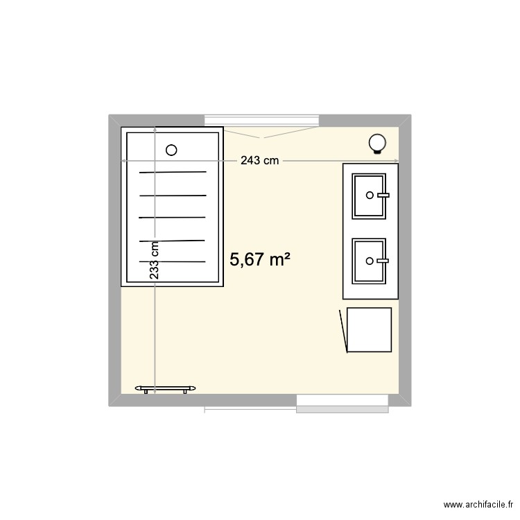 salle de bain. Plan de 1 pièce et 6 m2