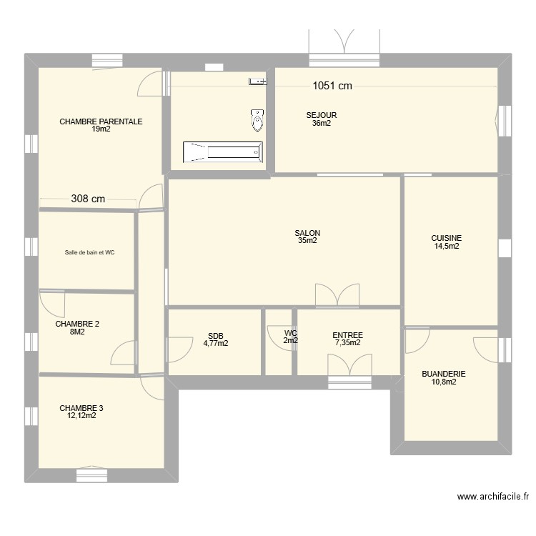 mon plan. Plan de 4 pièces et 156 m2