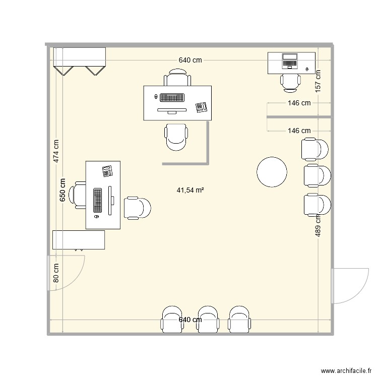 accueil. Plan de 1 pièce et 42 m2