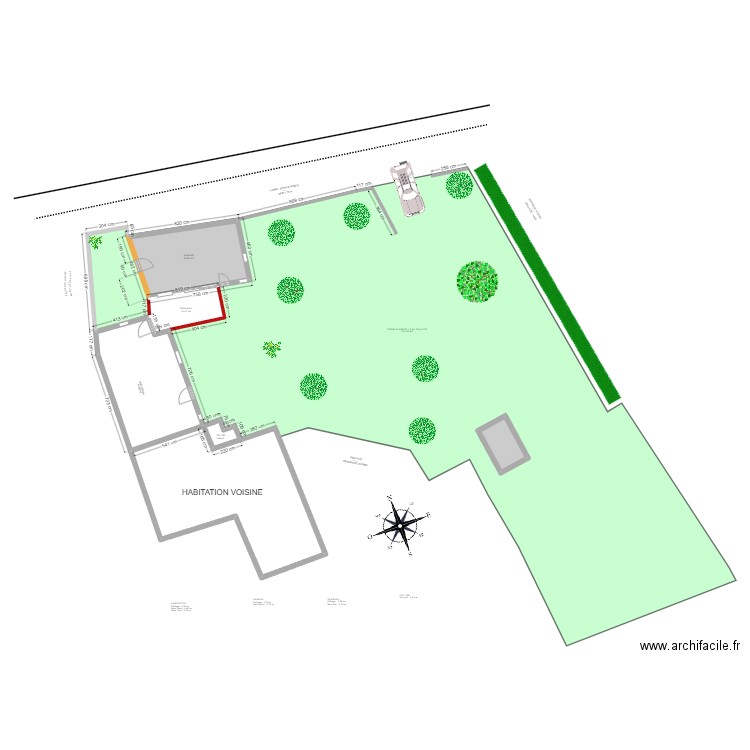 PLAN DE MASSE APRES PORTE FENETRE. Plan de 5 pièces et 176 m2