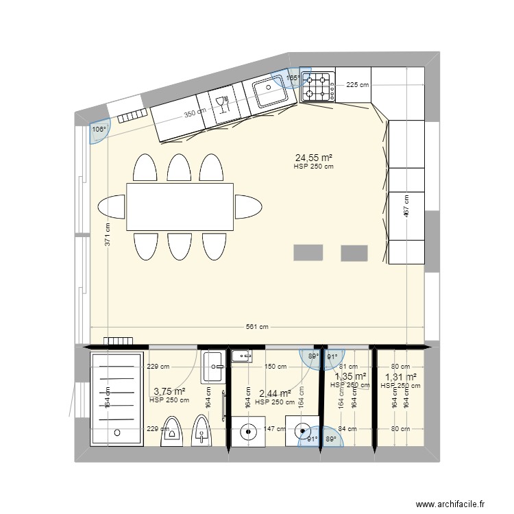 CUISINE 2. Plan de 5 pièces et 33 m2