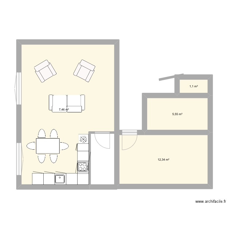 Appartement . Plan de 4 pièces et 52 m2