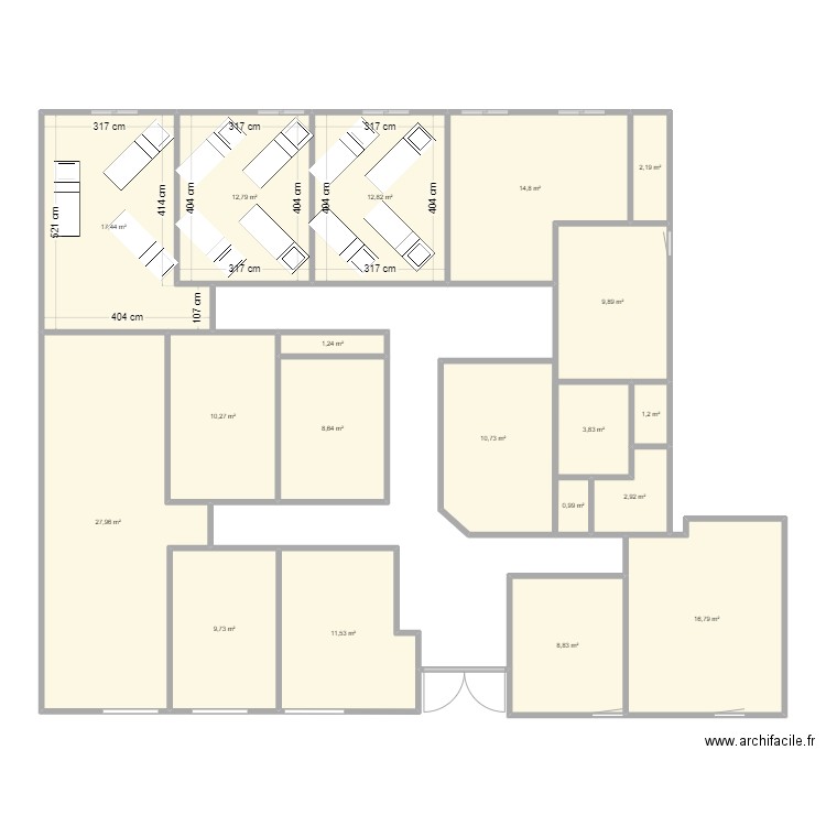 Espace Bien être. Plan de 19 pièces et 185 m2