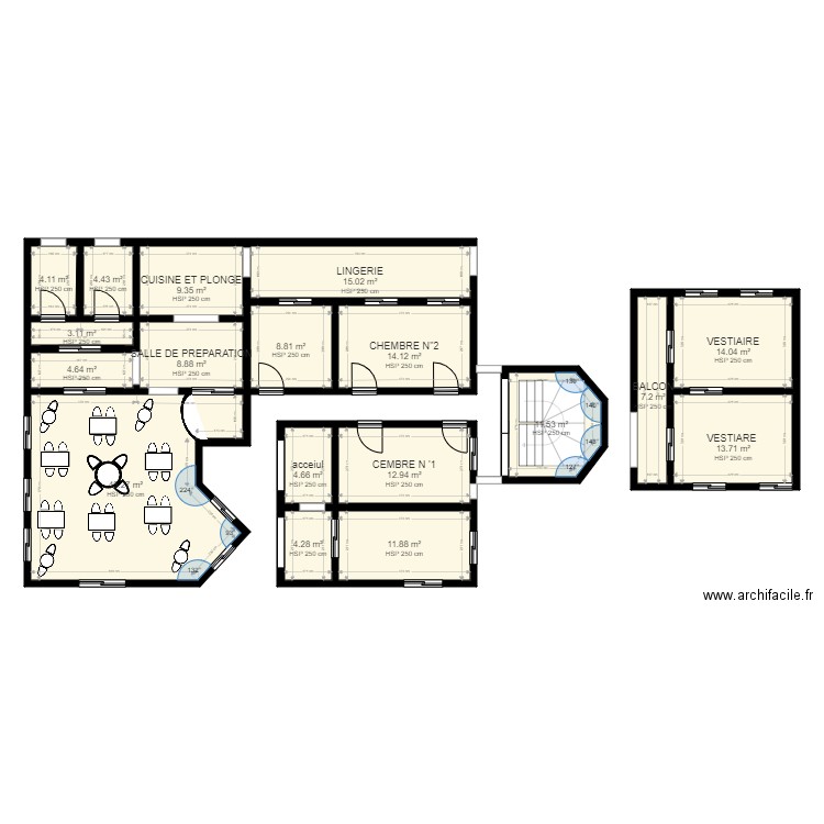 12 COLLINES. Plan de 18 pièces et 198 m2