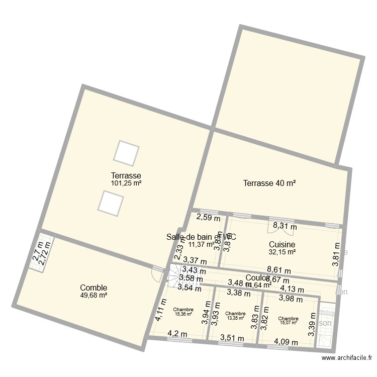 Plan de masse Lesneven. Plan de 27 pièces et 864 m2