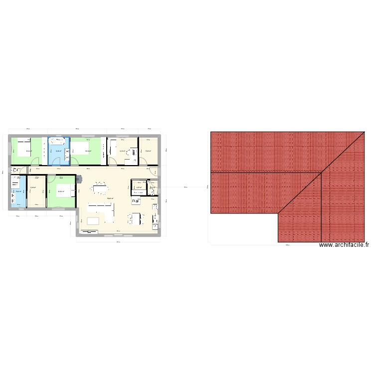 maison 1 . Plan de 11 pièces et 132 m2