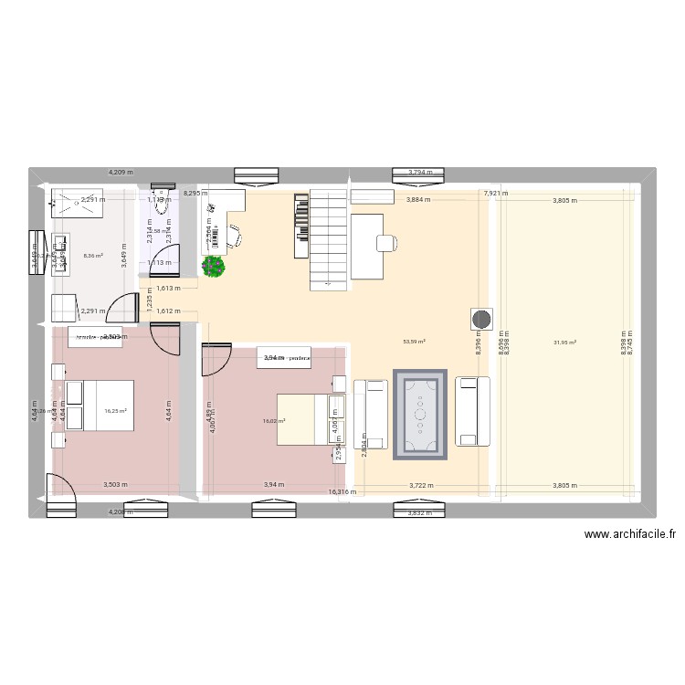 Etage. Plan de 8 pièces et 182 m2