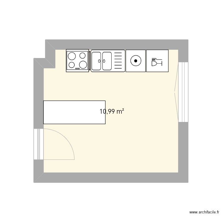 Cuisine Chacha . Plan de 1 pièce et 11 m2