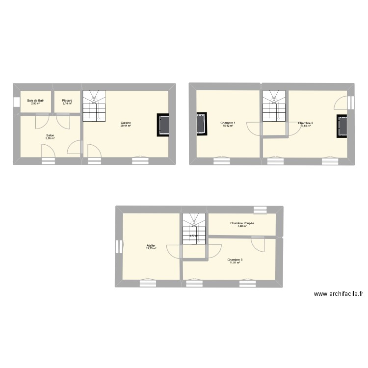 Serverette. Plan de 10 pièces et 104 m2