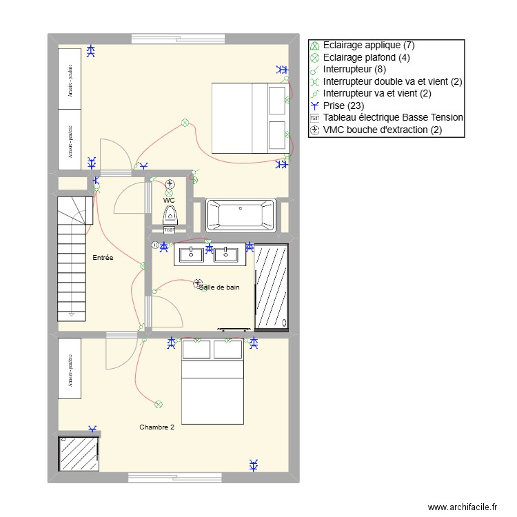 plan 2-éme ukkel. Plan de 9 pièces et 61 m2