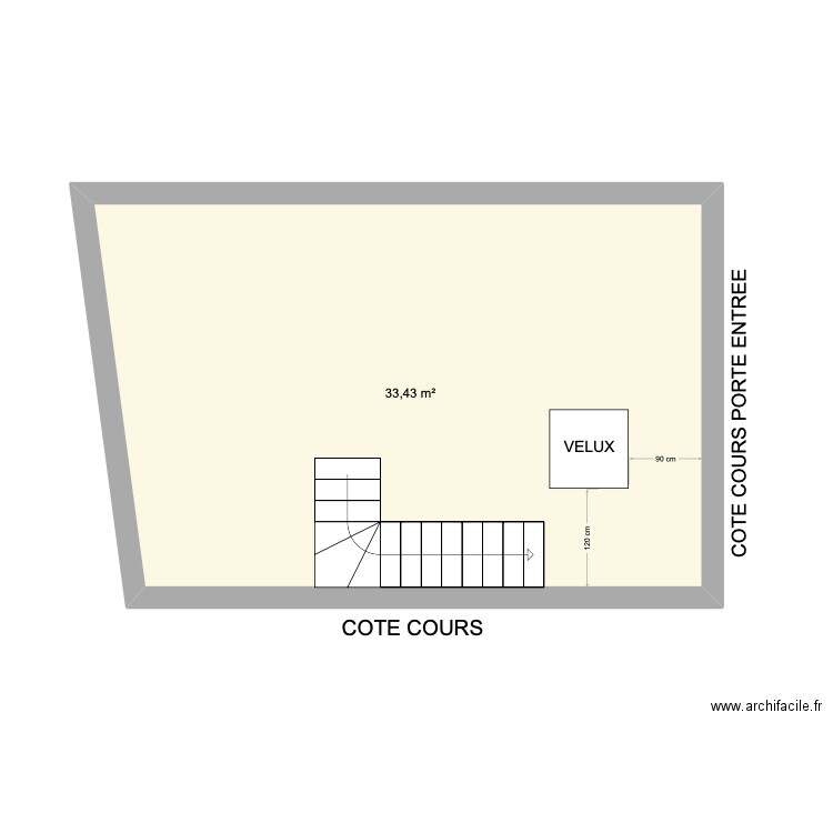 PLAN VELUX. Plan de 1 pièce et 33 m2