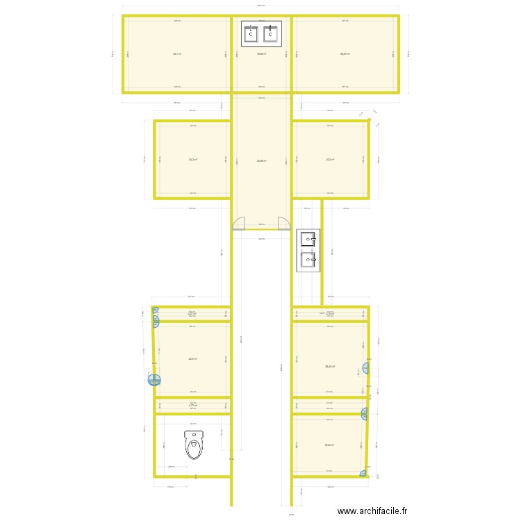 internat haut. Plan de 12 pièces et 253 m2