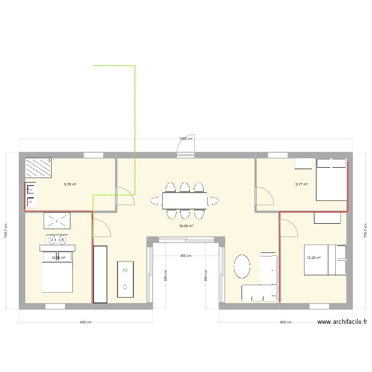 LAUSSOU. Plan de 5 pièces et 83 m2