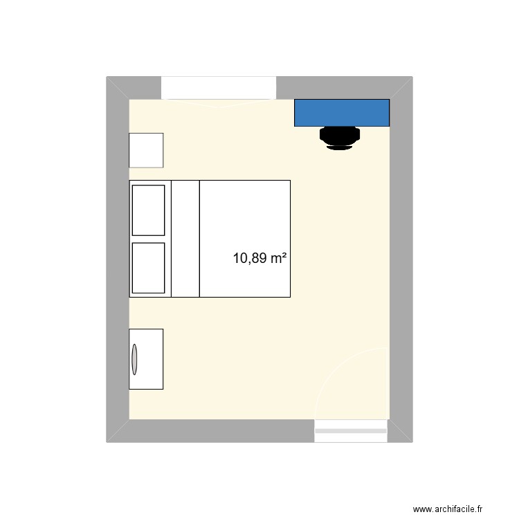 ma chambre . Plan de 1 pièce et 11 m2