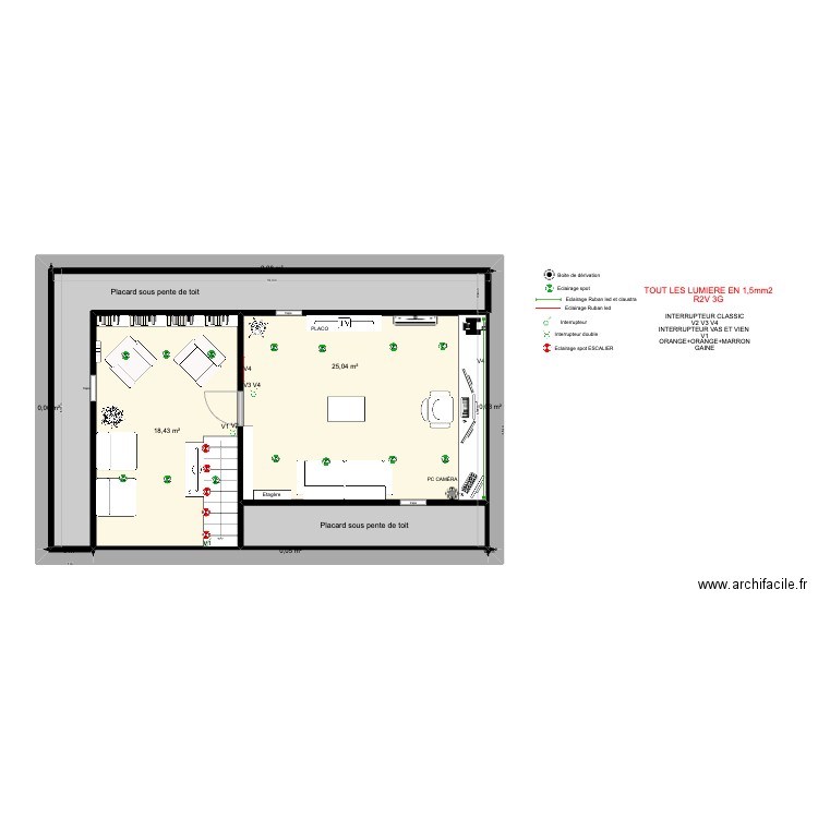 festigny 2 étage PRISE ET MULTIMÉDIA. Plan de 10 pièces et 63 m2