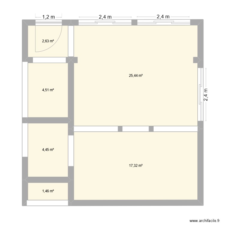 Le Nouvel. Plan de 6 pièces et 56 m2