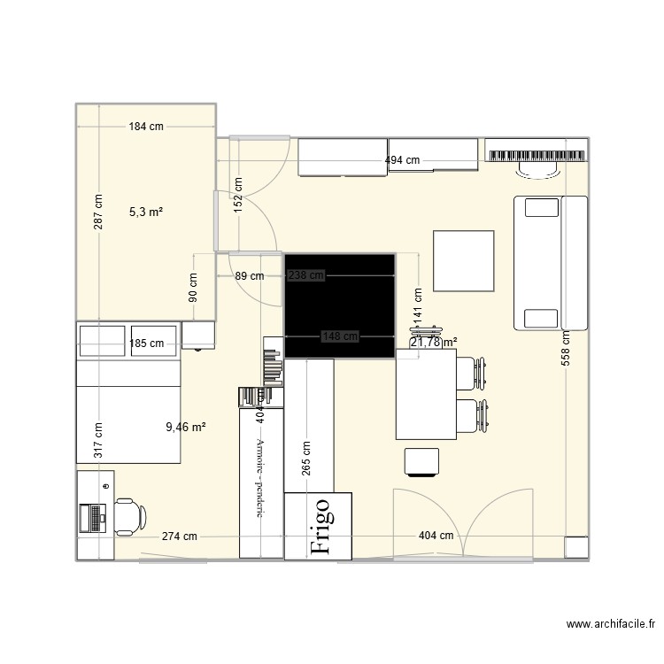 Premier Appart test 3d. Plan de 4 pièces et 39 m2