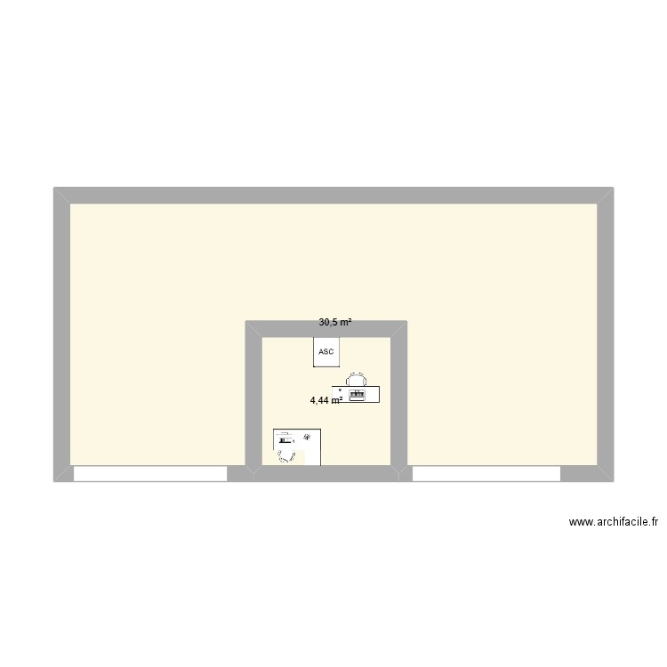 garage. Plan de 2 pièces et 35 m2