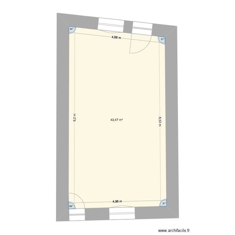 HR FOIRAL. Plan de 1 pièce et 43 m2