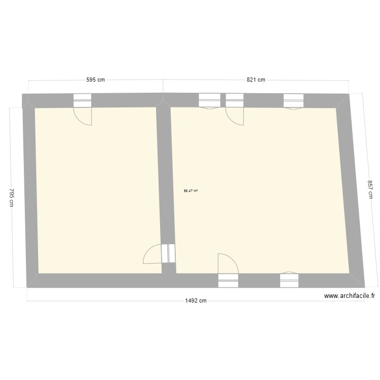 vue en plan maison . Plan de 1 pièce et 95 m2